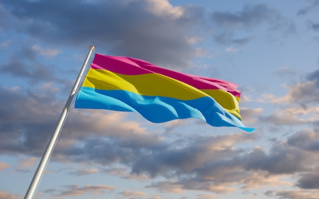 Drapeau de fierté de pansexualité. Illustration 3D