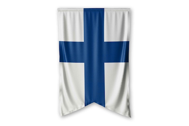 drapeau finlande accrocher sur une image d'arrière-plan de mur blanc