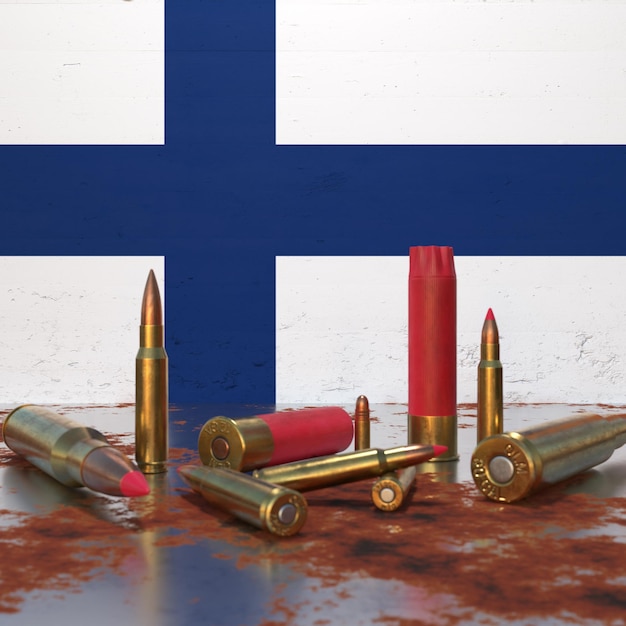 Photo le drapeau de la finlande avec des balles