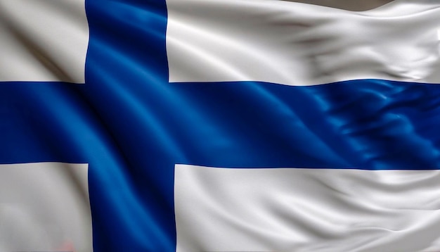 Drapeau de la Finlande avec des plis