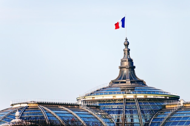 Drapeau français sur le Grand Palais à Paris