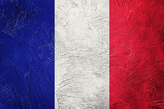 Drapeau français grunge. Drapeau de la France avec texture grunge.