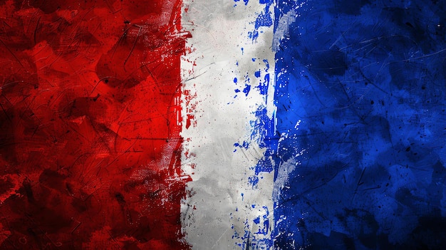 Photo drapeau français peint en grunge