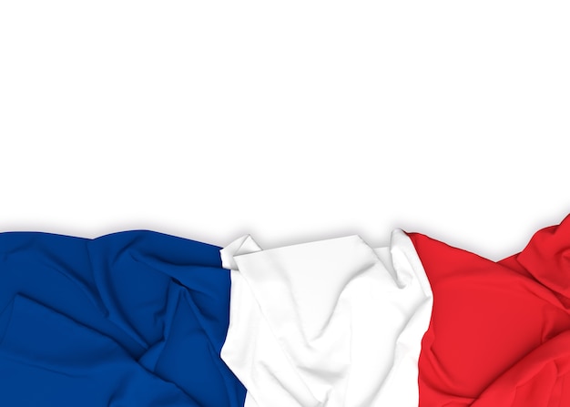 Drapeau de la France sur fond blanc avec un tracé de détourage