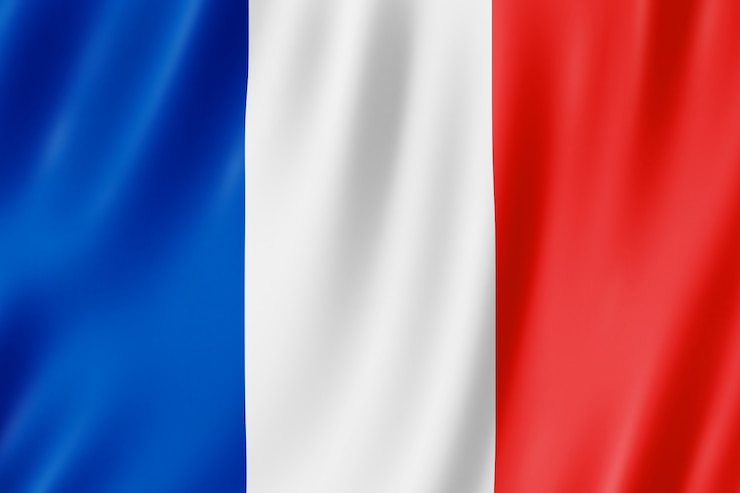 Drapeau de la France. Illustration 3D du drapeau français agitant.