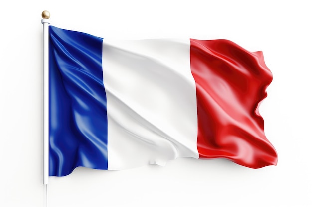 Le drapeau de la France isolé sur un fond blanc