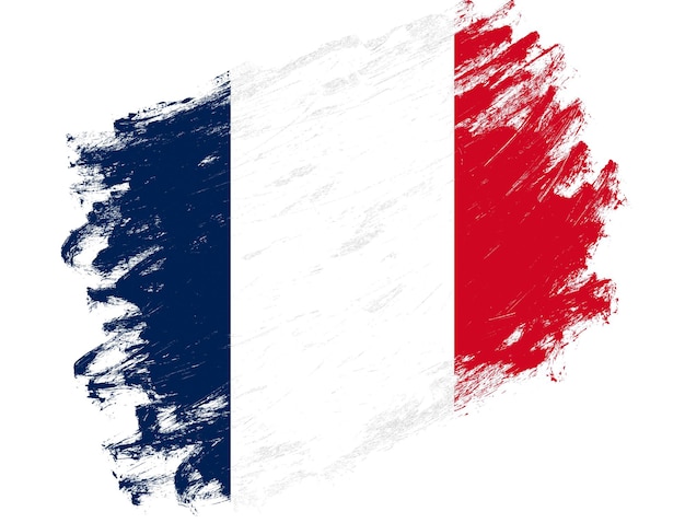 Drapeau de la France peint sur un fond blanc de coup de pinceau grunge