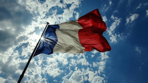 Drapeau de la France Tricolore français sur un ciel bleu