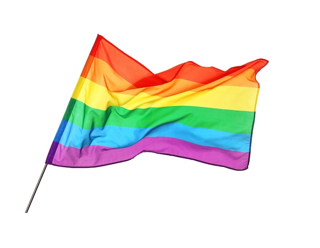 Drapeau gay arc-en-ciel sur fond blanc