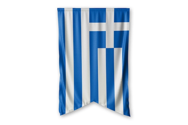 drapeau grèce accrocher sur une image d'arrière-plan de mur blanc