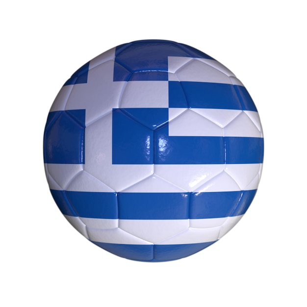 Photo drapeau de la grèce sur ballon de football et fond transparent