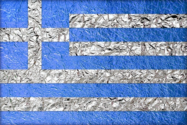 Drapeau de la Grèce fait fond de texture de papier d'aluminium