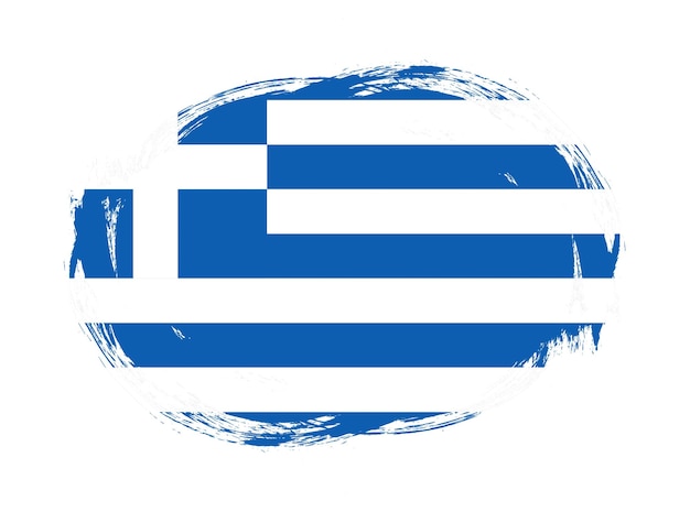 Photo drapeau de la grèce sur fond de pinceau arrondi