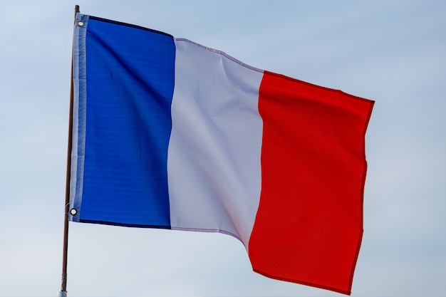 Photo drapeau de gros plan de soie de pays de france