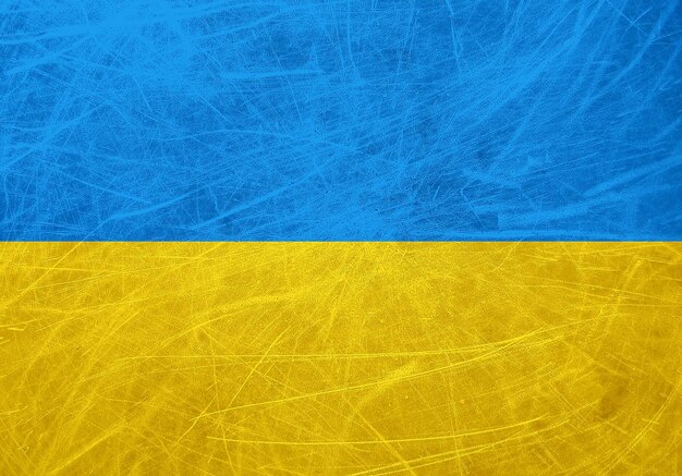 Un drapeau grunge de l'Ukraine Des lignes horizontales bleues et jaunes