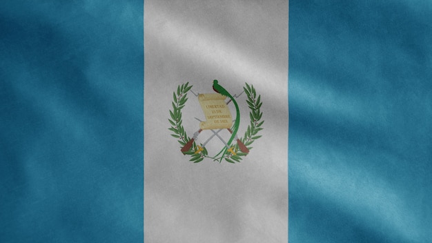 Drapeau guatémaltèque dans le vent. Close up of Guatemala banner soufflant, soie douce et lisse