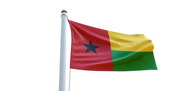 Drapeau de guinea_bissau drapeau 3d sur fond blanc