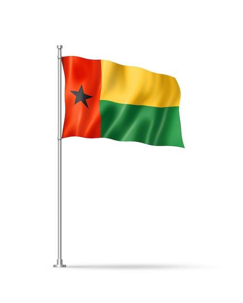 Drapeau de la Guinée Bissau isolé sur blanc