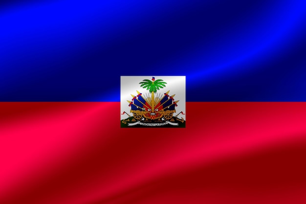 Drapeau d'Haïti en arrière-plan.