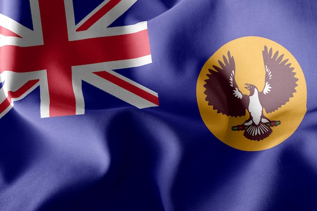 Le drapeau d'illustration 3D de l'Australie du Sud est une région de l'Australie. Agitant sur le fond textile du drapeau du vent