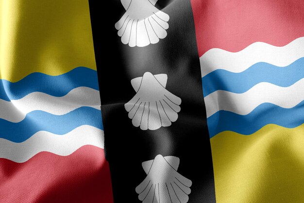 Drapeau d'illustration 3D du Bedfordshire est un comté d'Angleterre agitant sur le fond textile du drapeau du vent