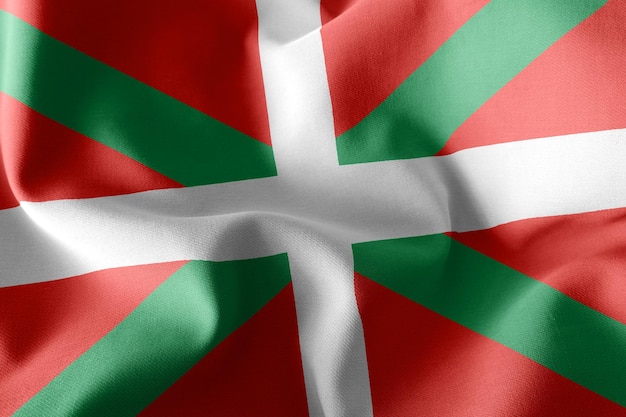 Le drapeau d'illustration 3D du Pays basque est une région d'Espagne agitant sur le fond textile du drapeau du vent