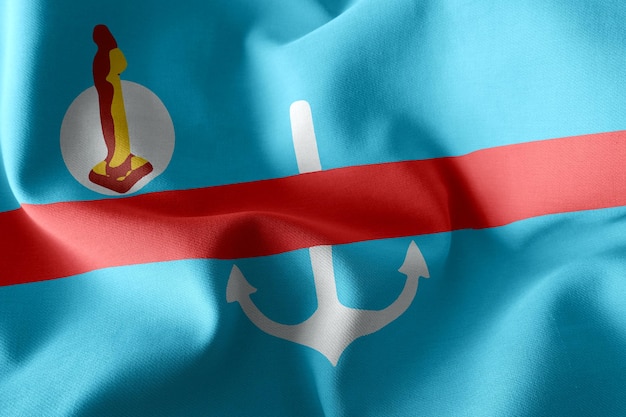 Le drapeau d'illustration 3D de la mer Rouge est une région de l'Egypte agitant sur le fond textile du drapeau du vent