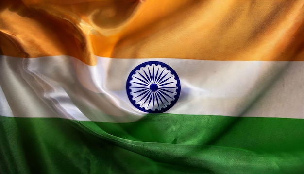 Le drapeau de l'Inde dans le vent Vue rapprochée du drapeau indien