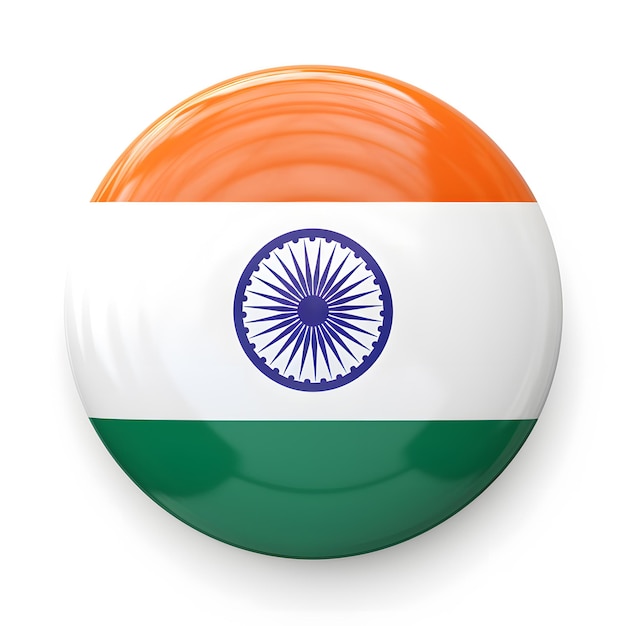 Drapeau de l'Inde sur sphère isolée sur illustration 3D blanche