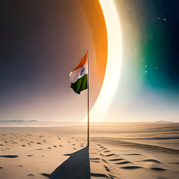 Le drapeau indien planté sur la lune