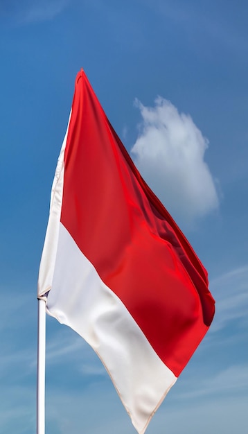 Le drapeau de l'Indonésie agitant dans le ciel