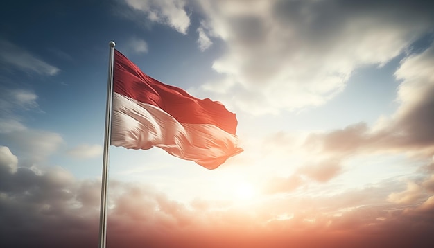 Photo le drapeau de l'indonésie flottant au sommet