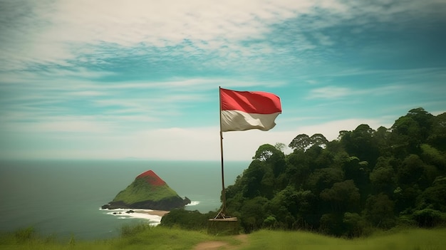 Drapeau de l'Indonésie avec le fond de la nature