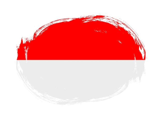 Drapeau indonésien sur fond de pinceau à contour arrondi
