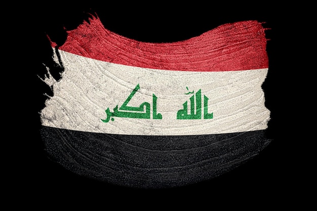 Drapeau irakien grunge. Irak Coup de pinceau.