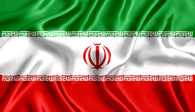 Drapeau de l'Iran en soie close-up background