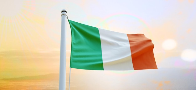 Drapeau de l'irlande drapeau 3d agitant la bannière et l'arrière-plan