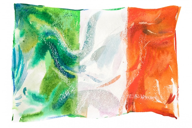 Drapeau de l'Irlande peint à l'aquarelle