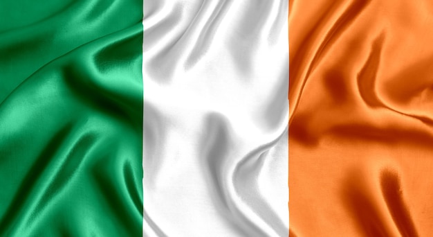 Drapeau de l'Irlande en soie close-up background