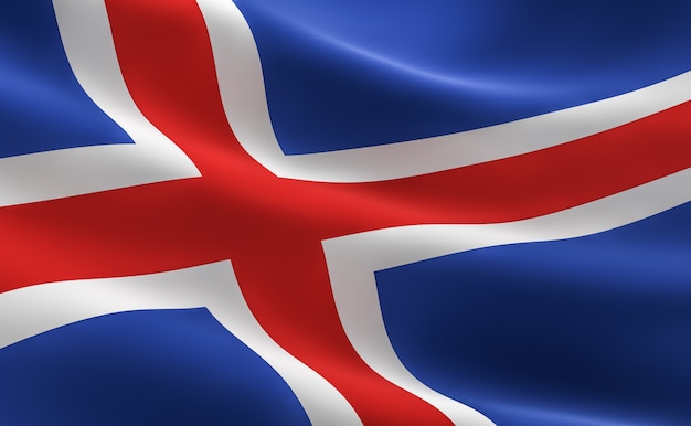Drapeau de l&#39;Islande. Illustration 3D du drapeau de l&#39;Islande ondulant.