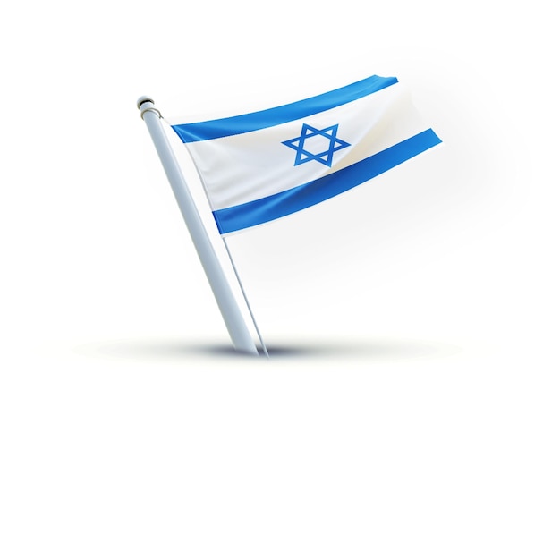 Un drapeau d'Israël sur un fond blanc utilisé pour les médias sociaux