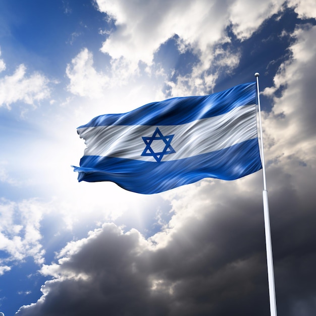 Drapeau d'Israël avec fond de ciel généré par l'IA