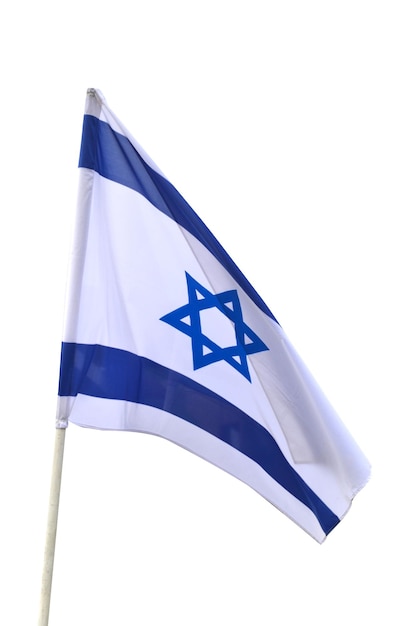 Drapeau d'Israël isolé sur fond blanc