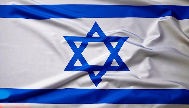 Le drapeau d'Israël avec une texture de satin visible