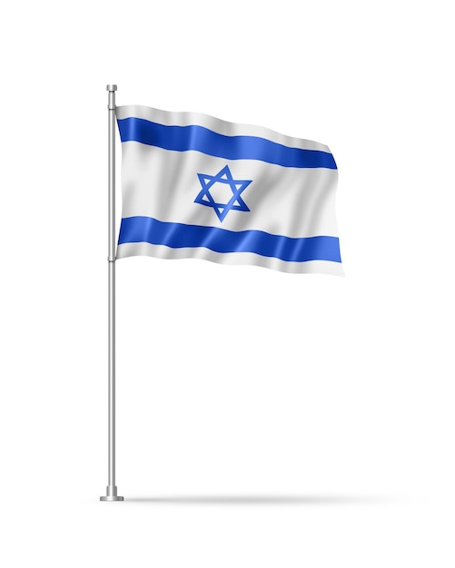 Drapeau israélien isolé sur blanc