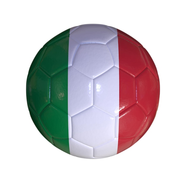 Drapeau de l'Italie sur ballon de football et fond transparent