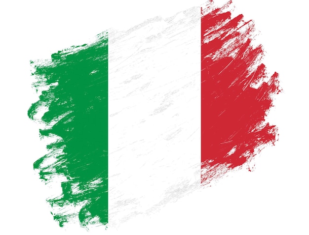 Drapeau de l'Italie peint sur un fond blanc de coup de pinceau grunge