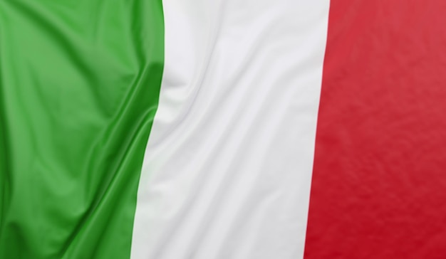 Photo drapeau italien soufflant dans le vent drapeau italien pleine page