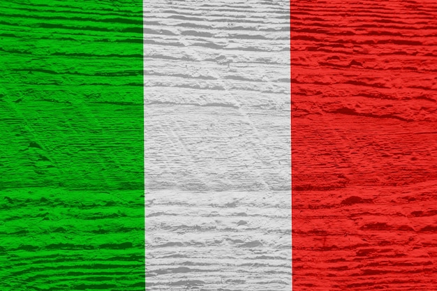 Drapeau italien avec texture en bois