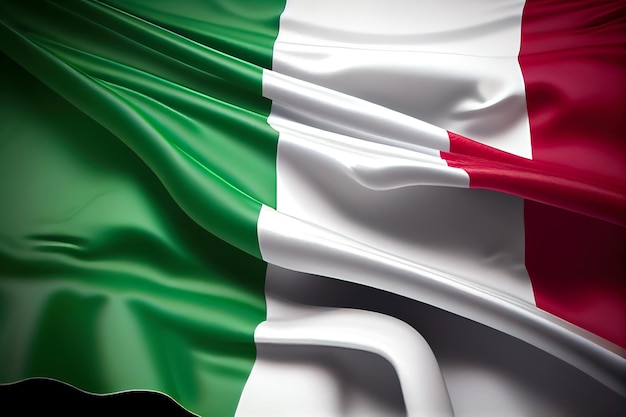 Drapeau italien en tissu avec plis Generative AI Generative AI